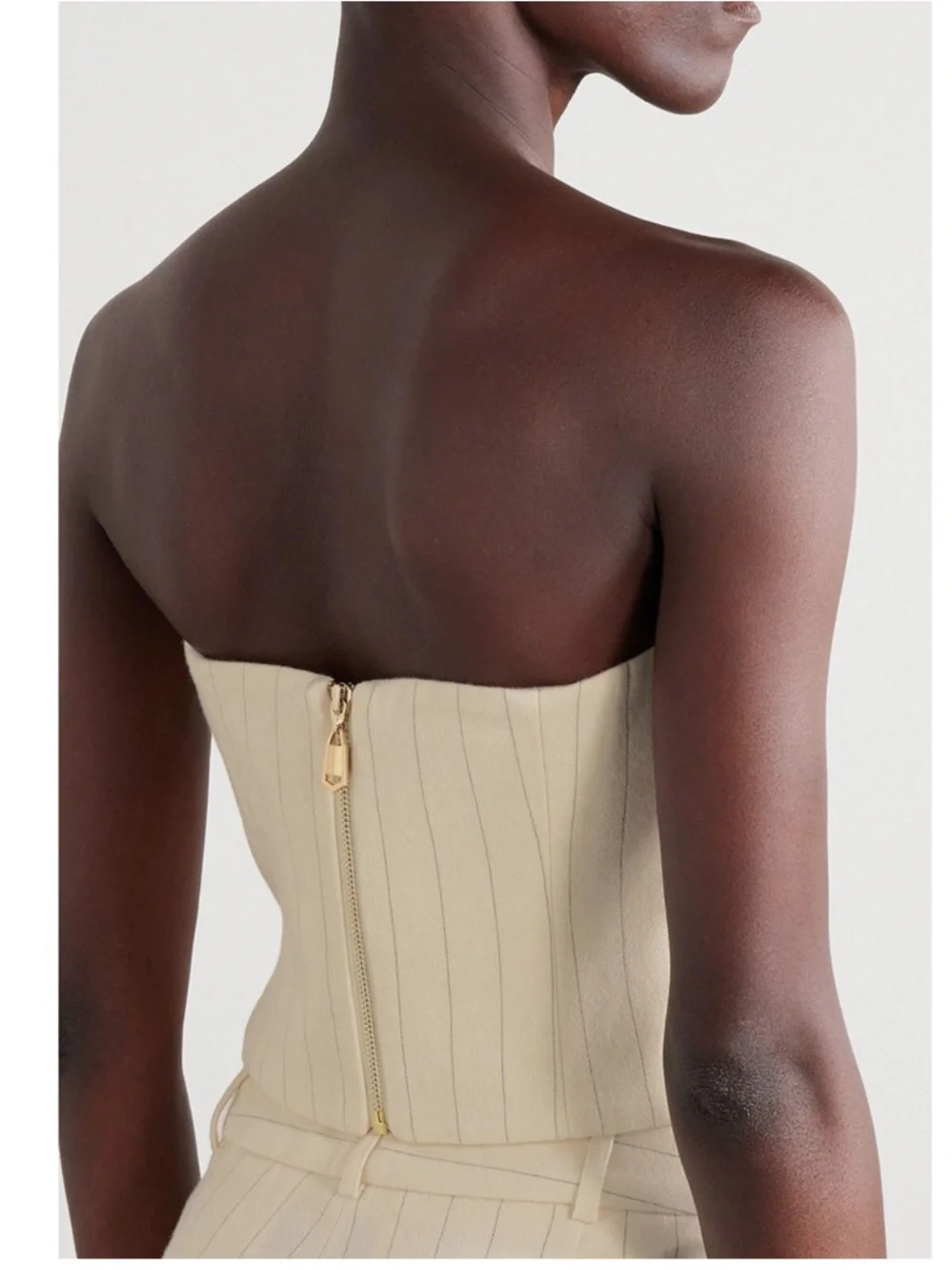 ZIMMERMANN Luminosity pinstriped wool and cotton-blend herringbone bustier 00 - Picture 3 of 5
